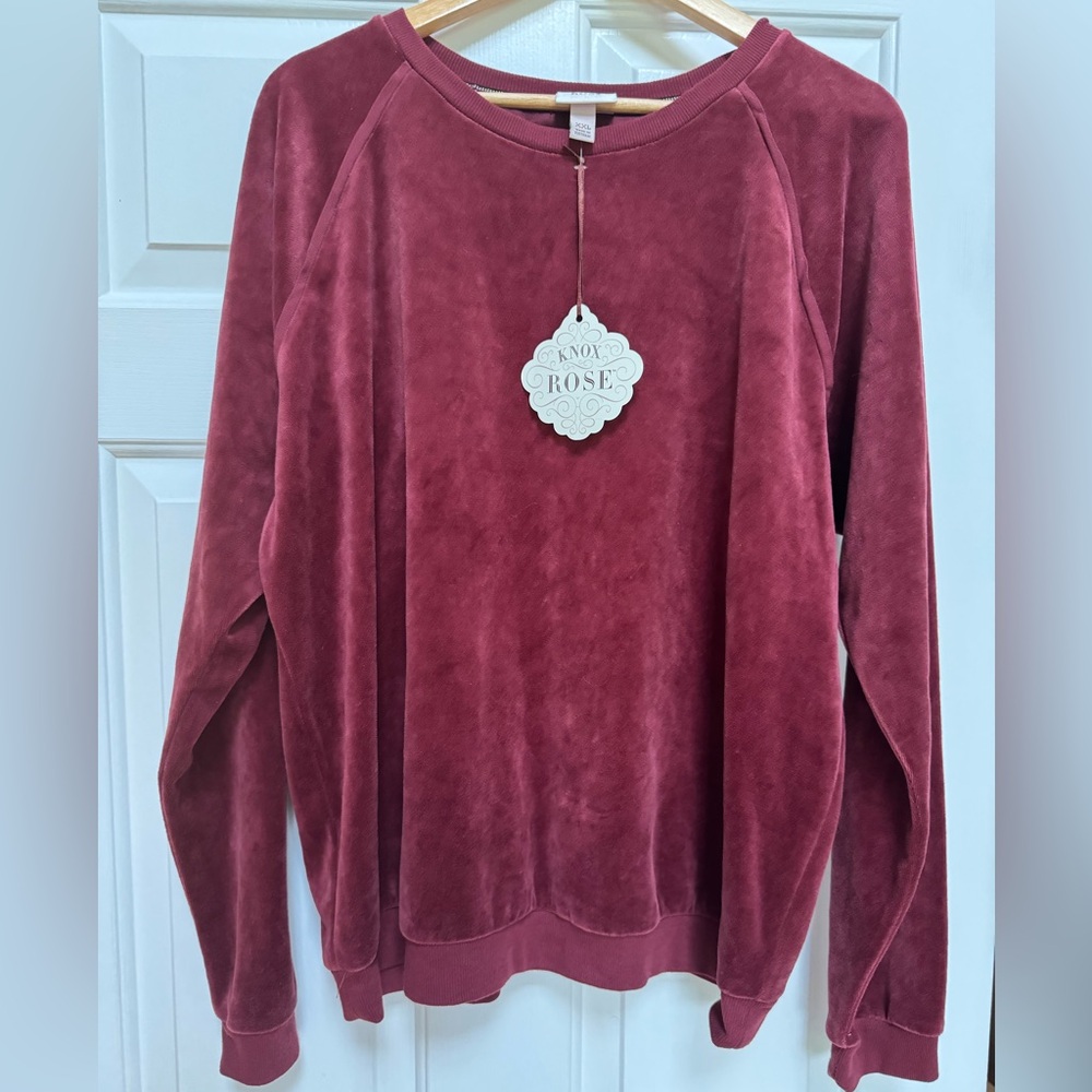 Knox Rose Burgundy Top XXL crew neck soft